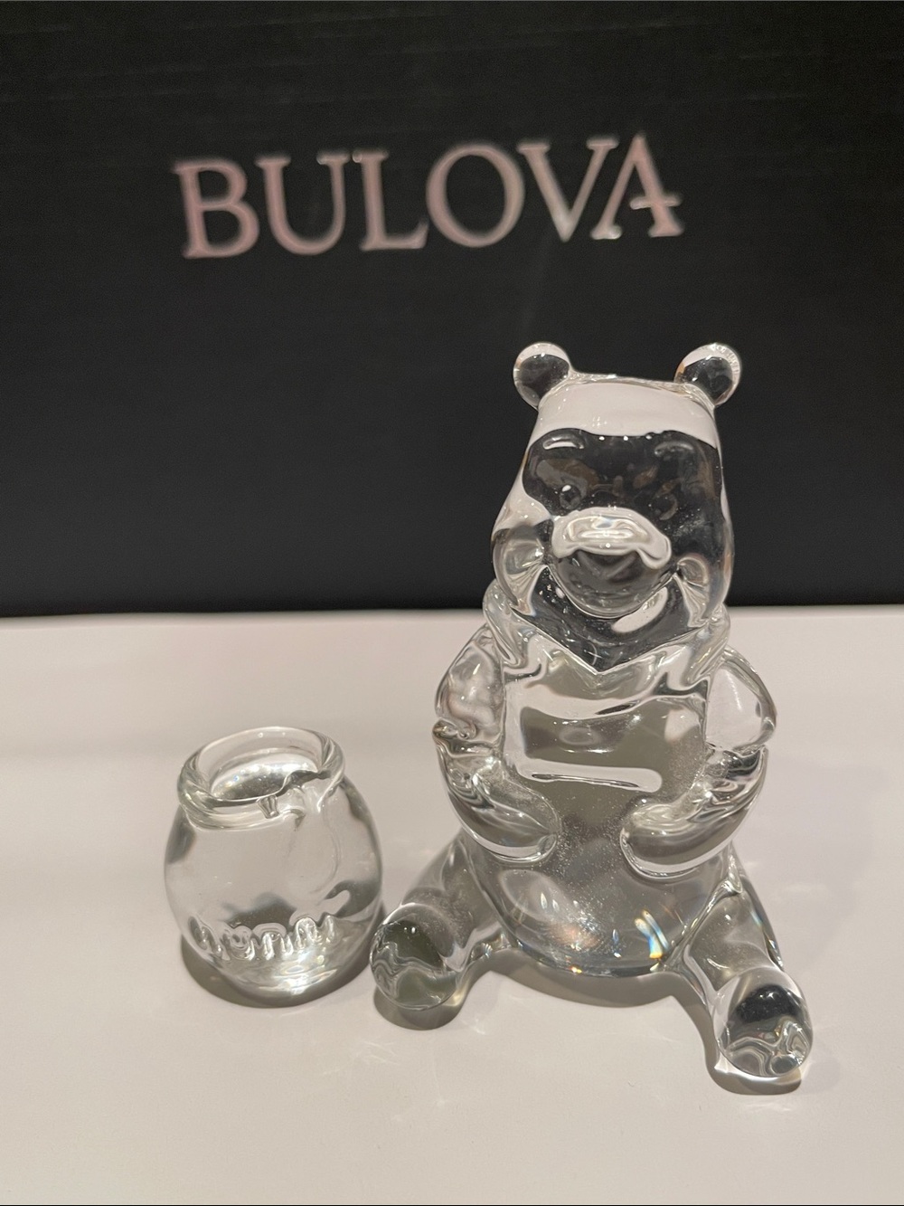 Disney Clear Glass Winnie The Pooh Figurine Decorative Sculpture